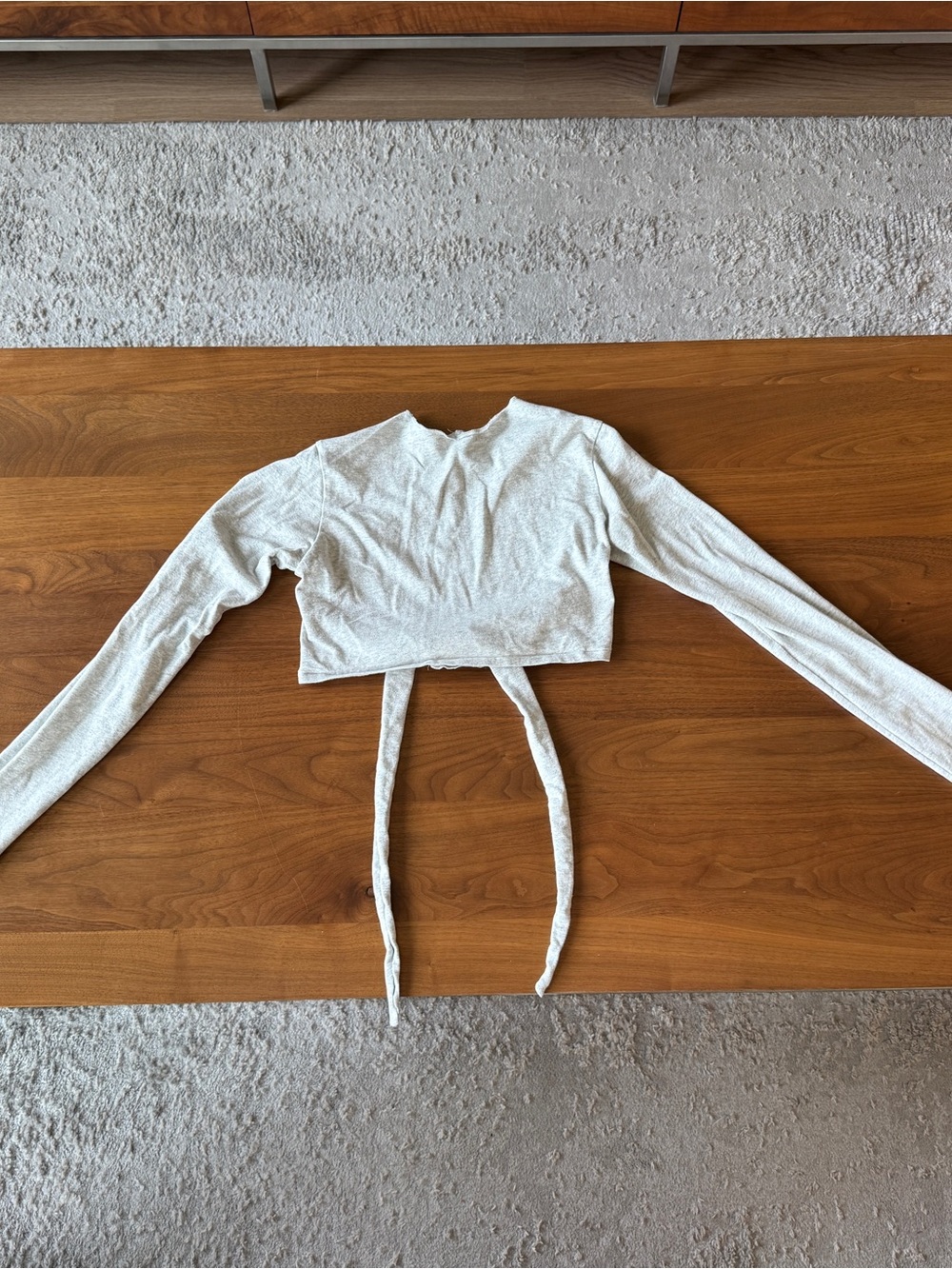 Khy Long Sleeve Grey Wrap Crop Top Size S